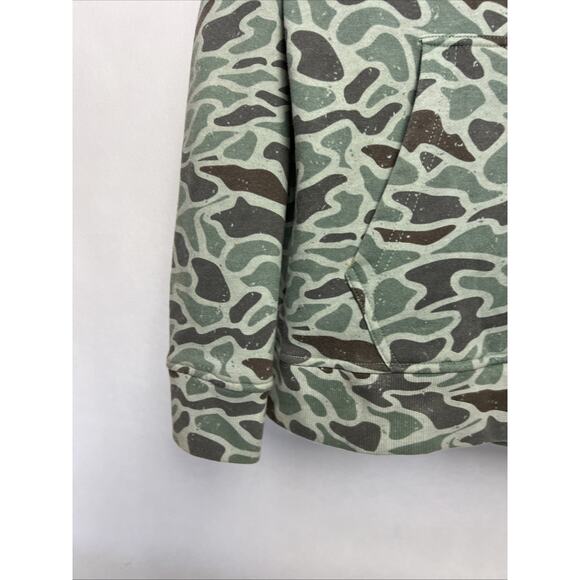 Burlebo Hoodie Mens Size Medium Green Retro Duck Camo Fleece Pullover - Picture 2 of 12
